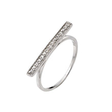 Load image into Gallery viewer, Sterling Silver Fancy Micro Paved Bar Design Ring with Ring Dimensions of 21.6MMx2.5MM