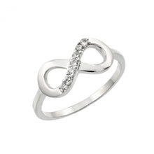 Load image into Gallery viewer, Sterling Silver Rhodium Plated Infinity Eight Round Clear CZ Ring