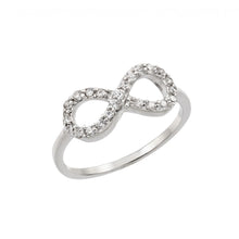 Load image into Gallery viewer, Sterling Silver Rhodium Plated Infinity Eight Round Clear CZ Ring