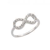 Sterling Silver Rhodium Plated Infinity Eight Round Clear CZ Ring