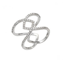 Load image into Gallery viewer, Sterling Silver Rhodium Plated Entwined Cross Clear CZ Ring