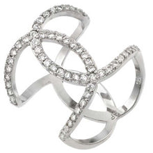Load image into Gallery viewer, Sterling Silver Rhodium Plated X Cross Wrap Band Ring Embedded with Clear Czs
