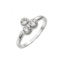 Load image into Gallery viewer, Sterling Silver Rhodium Plated Three Round Clear CZ Ring
