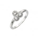 Sterling Silver Rhodium Plated Three Round Clear CZ Ring