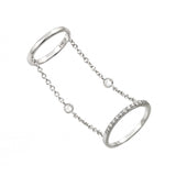 Sterling Silver Rhodium Plated Small Round CZ Slave Wire Ring