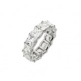 Sterling Silver Rhodium Plated Eternity Square Clear CZ Ring