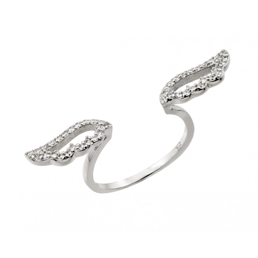Sterling Silver Rhodium Plated Wings Ring