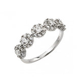 Sterling Silver Rhodium Plated 5 Cluster CZ Ring