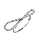 Sterling Silver Rhodium Plated Infinity Shaped Ring With CZ Stones