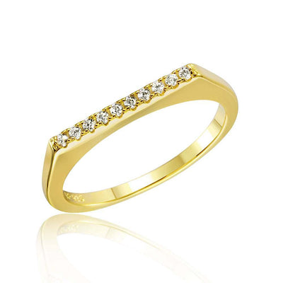 Sterling Silver Gold Plated Stackable Flat Top Shaped Eternity Rings With CZ StonesAnd Thickness 2.1mm
