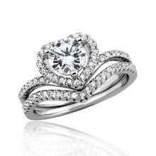 Load image into Gallery viewer, Sterling Silver Rhodium Plated CZ Heart Engagement Ring