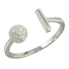 Load image into Gallery viewer, Sterling Silver Rhodium Plated Open Bar And Half Circle Ring With CZ Stones