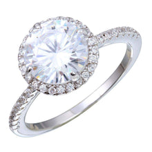 Load image into Gallery viewer, Sterling Silver Rhodium Plated Round Shaped Ring With CZ Stones