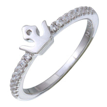 Load image into Gallery viewer, Sterling Silver Rhodium Plated Mini Crown Shaped Ring With CZ Stones