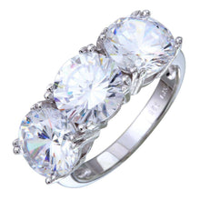 Load image into Gallery viewer, Sterling Silver Rhodium Plated 3 CZ Stone Ring