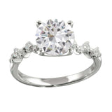 Sterling Silver Rhodium Plated Round Shaped Ladies Ring With CZ Stones