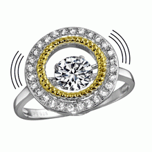 Load image into Gallery viewer, Sterling Silver Rhodium Plated Open Circle Ring With Dancing CZ