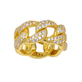 Sterling Silver Gold Plated Curb Design Link Ring-9.8mm