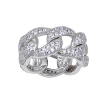 Load image into Gallery viewer, Sterling Silver Rhodium Plated Curb Design Link Ring-9.8mm