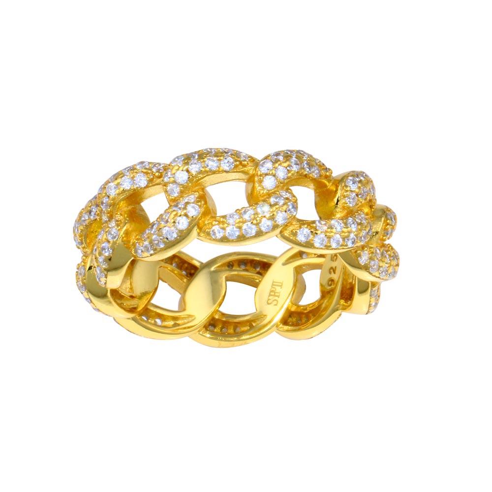 Sterling Silver Gold Plated Curb Design Link Ring