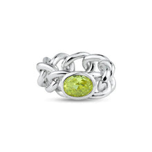 Load image into Gallery viewer, Sterling Silver Rhodium Plated Chain Yellow CZ Ring