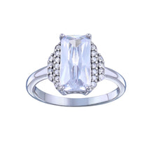 Load image into Gallery viewer, Sterling Silver Rhodium Plated Layered Rectangle Center CZ Bridal Ring