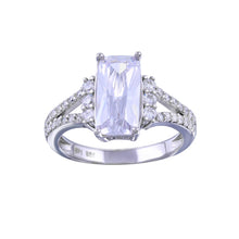Load image into Gallery viewer, Sterling Silver Rhodium Plated Open Shank Rectangle Center CZ Bridal Ring