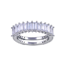 Load image into Gallery viewer, Sterling Silver Rhodium Plated Two Bar Baguette CZ Ring