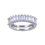 Sterling Silver Rhodium Plated Two Bar Baguette CZ Ring