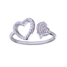 Load image into Gallery viewer, Sterling Silver Rhodium Plated Two Hearts With Clear CZ Ring