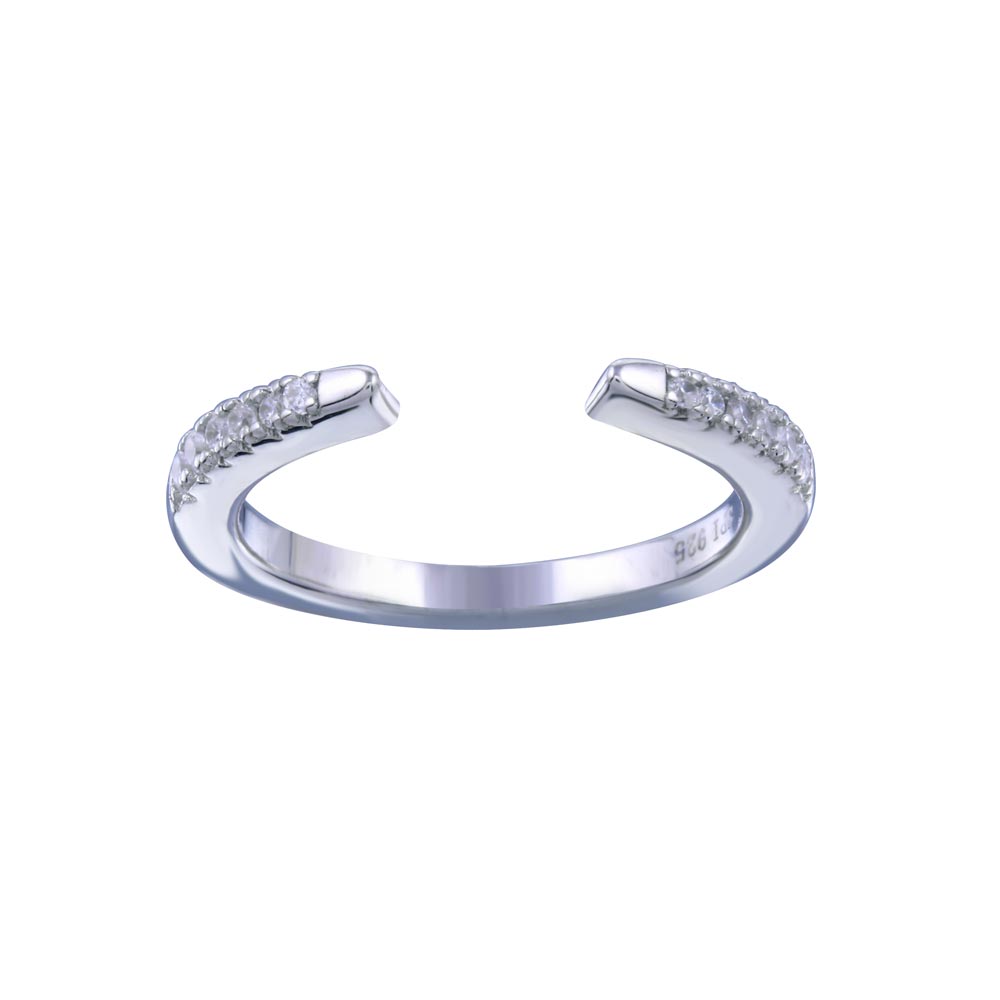 Sterling Silver Rhodium Plated Open CZ Band Ring