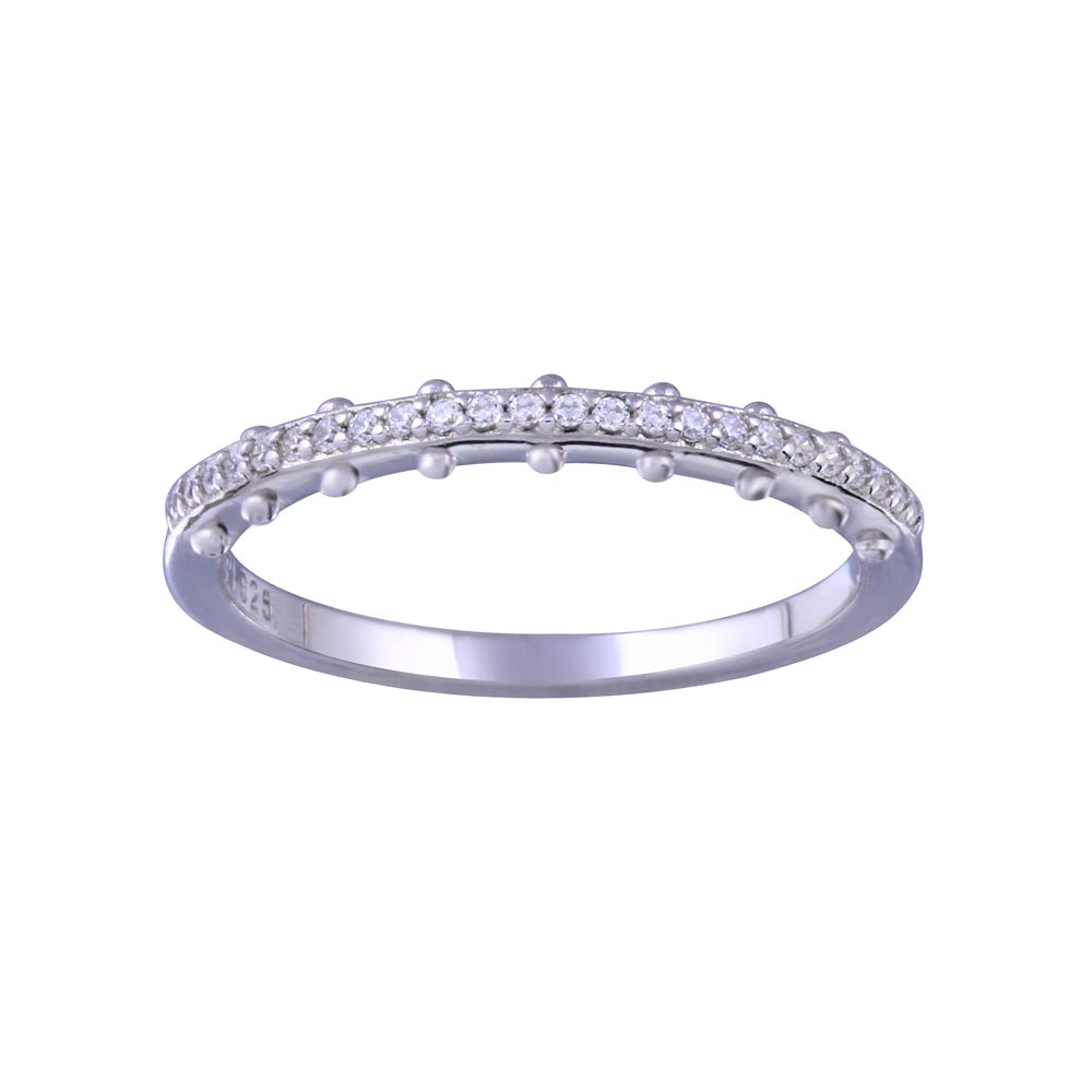 Sterling Silver Rhodium Plated Half Eternity Clear CZ Ring