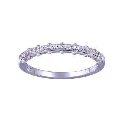 Sterling Silver Rhodium Plated Half Eternity Clear CZ Ring
