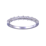 Sterling Silver Rhodium Plated Half Eternity Clear CZ Ring