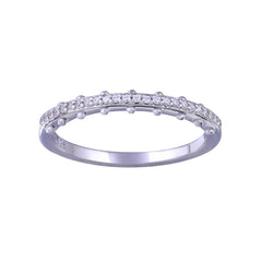 Sterling Silver Rhodium Plated Half Eternity Clear CZ Ring