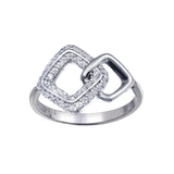 Sterling Silver Rhodium Plated Open Diamond Link Clear CZ Ring