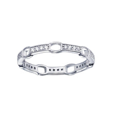 Load image into Gallery viewer, Sterling Silver Rhodium Plated CZ Link Ring