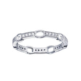 Sterling Silver Rhodium Plated CZ Link Ring