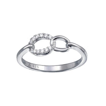 Load image into Gallery viewer, Sterling Silver Rhodium Plated Small Open Oval Link Clear CZ Ring