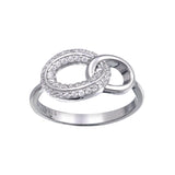 Sterling Silver Rhodium Plated Open Oval Link Clear CZ Ring