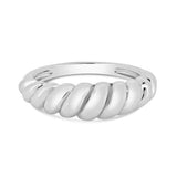 Sterling Silver Rhodium Plated Croissant Design Ring