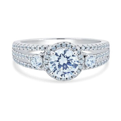 Sterling Silver Rhodium Plated Engagement CZ Encrusted Ring