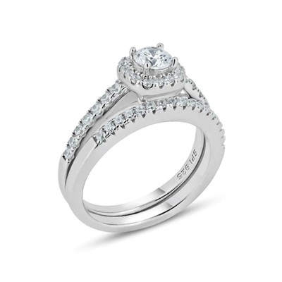 Sterling Silver Nickel Free Rhodium Plated Round Center CZ Bridal Ring