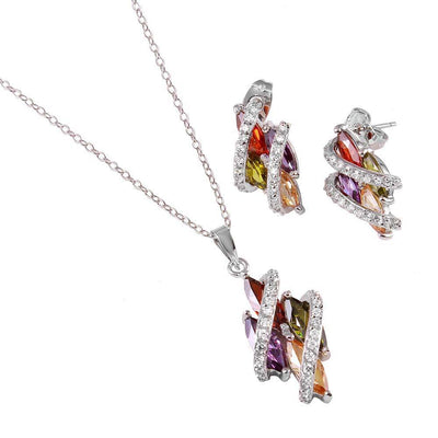 Sterling Silver Multicolor Marquise Variety Set