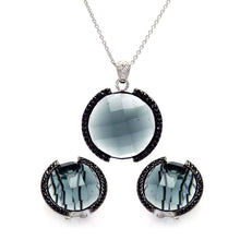Load image into Gallery viewer, Sterling Silver Black and Rhodium Plated Round CZ Set