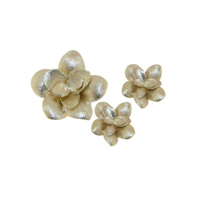 Sterling Silver Gold and Rhodium Plated Flower CZ Earring and Necklace Set