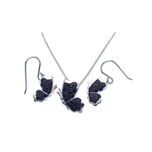 Load image into Gallery viewer, Sterling Silver Rhodium Plated Butterfly Necklace and Earrings Set