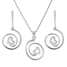 Load image into Gallery viewer, Sterling Silver Rhodium Plated Swirl Heart Set