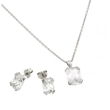 Load image into Gallery viewer, Sterling Silver Rhodium Plated Diamond CZ Stud Earring And Necklace Set