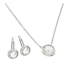 Load image into Gallery viewer, Sterling Silver Rhodium Plated CZ Round Birthstone Lever Back Set-Apr